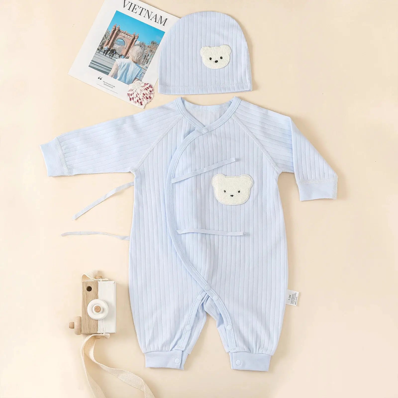 Somenie 100 Percent Cotton Infant Jumpsuit Long Sleeve Romper For Newborn Boys And Girls All Season Wear