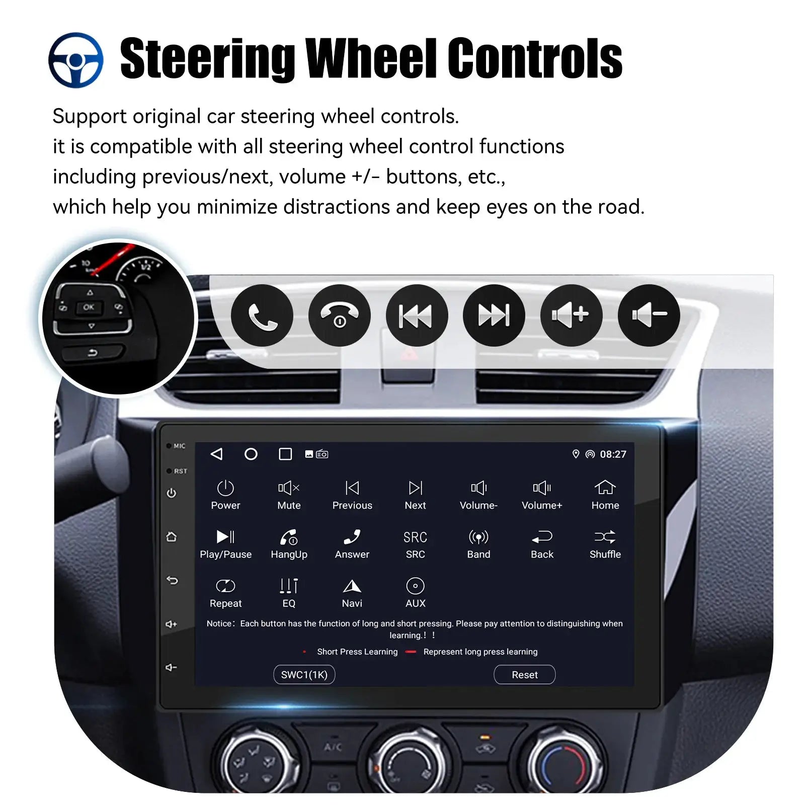 ESSGOO 7/9/10-inch Android Auto CarPlay car stereo head unit, black in-dash multimedia player