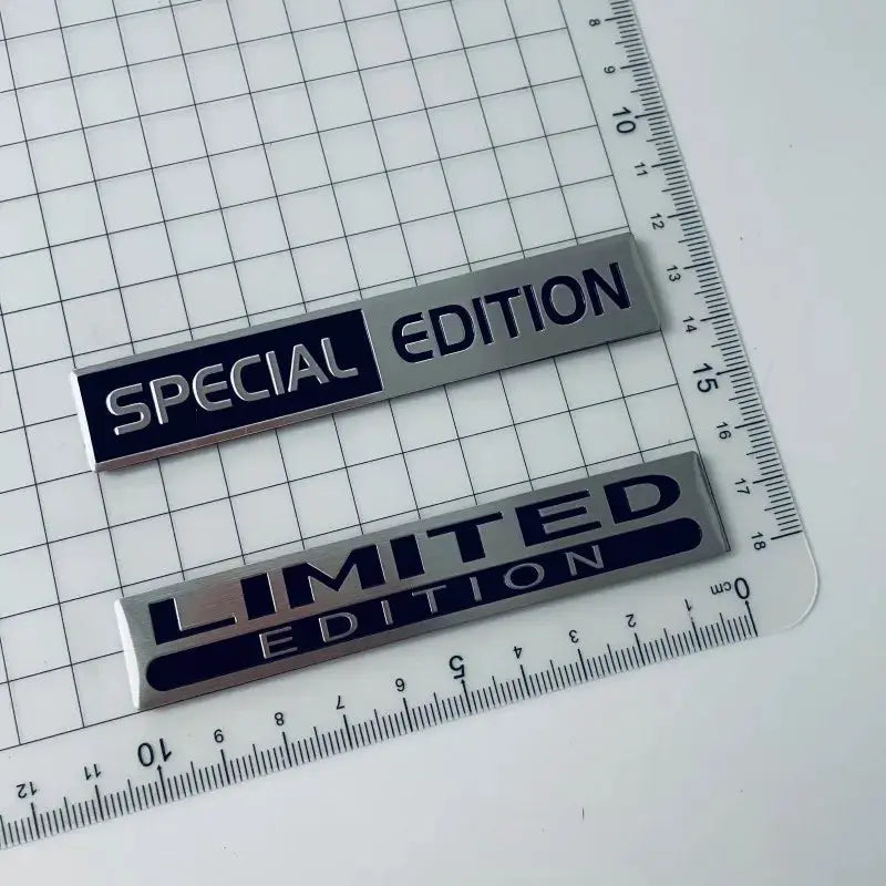 Simples Market 3D aluminium car emblems, Special Edition and Limited Edition, two metal fender badges.