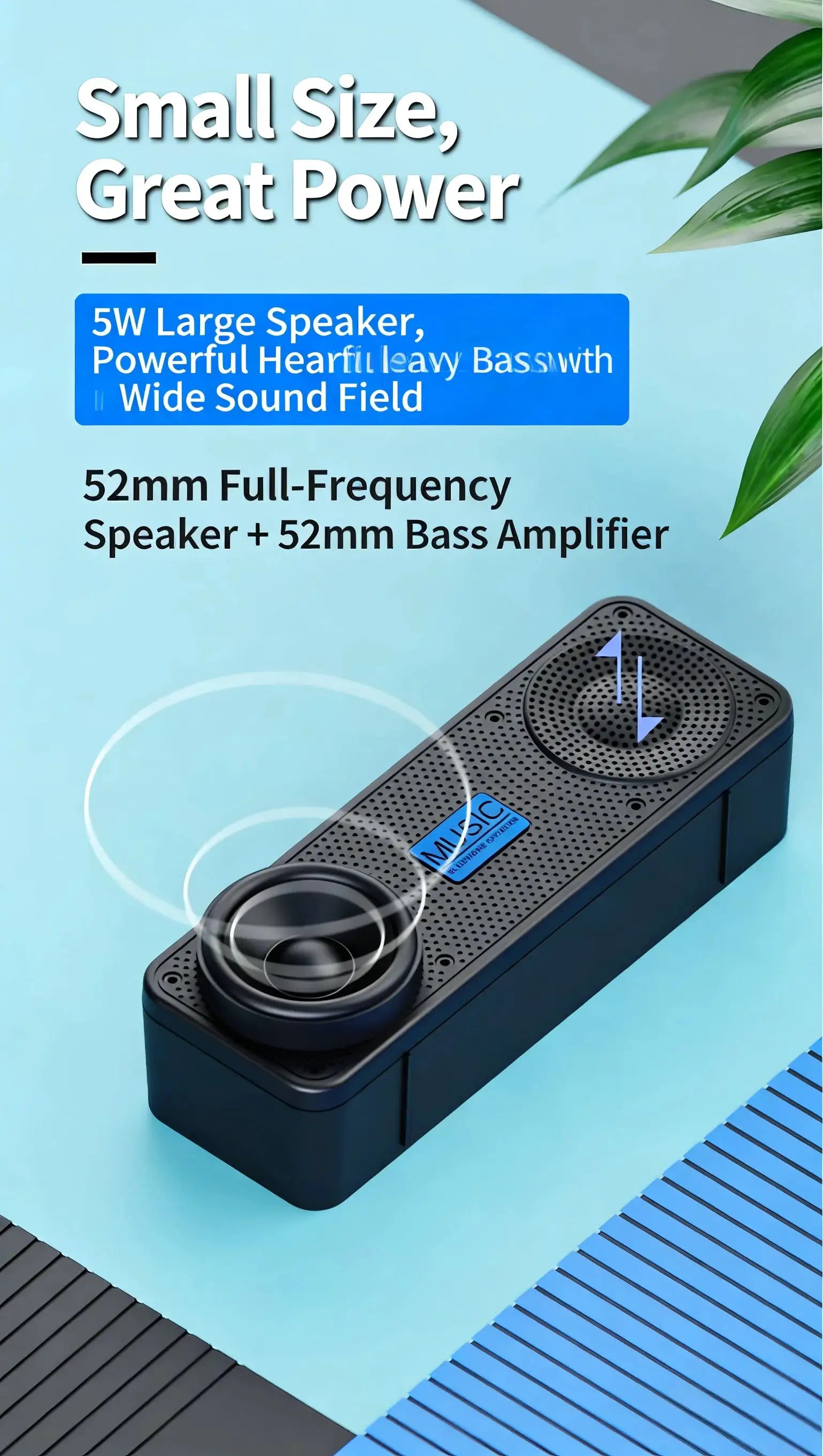 Simples Market S18 Wireless Bluetooth Speaker, compact dark blue portable subwoofer with perforated grille