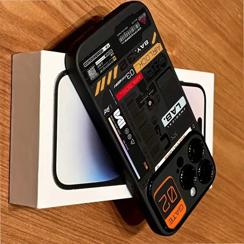 Phone case for iPhone models 11–17 Pro Max XS XR; black shockproof back with fashion label print by Simples Market