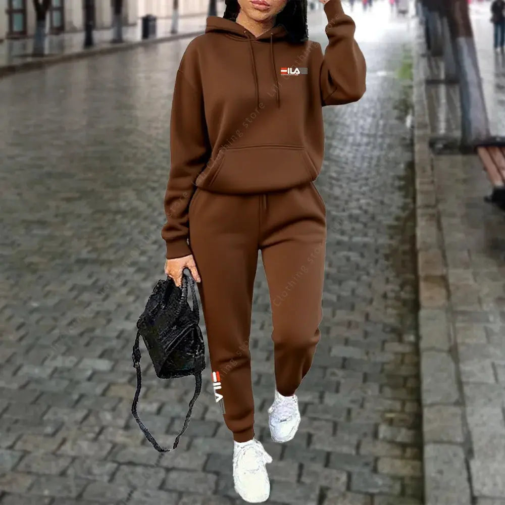 NovaFlex Womens Winter Fleece Tracksuit Two Piece Hoodie And Trousers Set Warmth And Stretchy Comfort For Streetwear