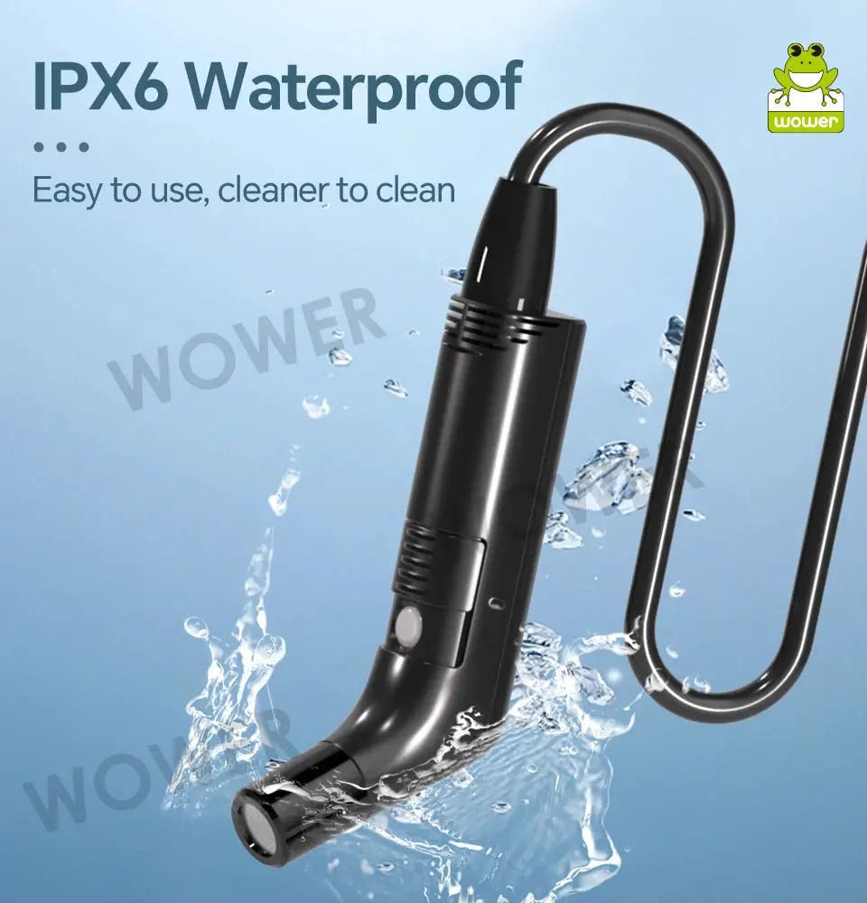 WOWER black portable bidet handheld sprayer with 2m hose, IPX6 waterproof, rechargeable travel shower
