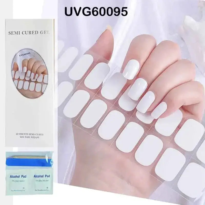 NailLux Semi Cured Nail Wraps For 16 To 20 Tips Easy Full Cover Adhesive Press On Nails Gel Finish UV LED Compatible