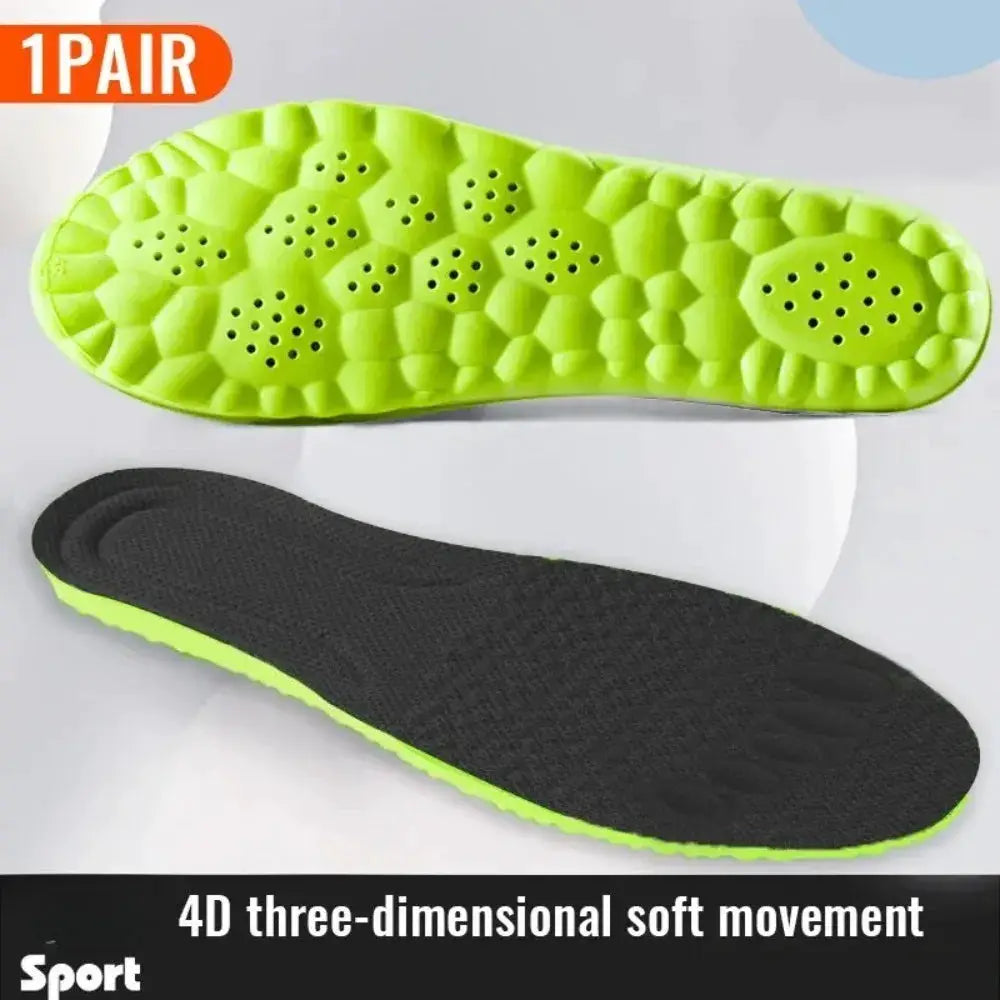 4D Elastic Shock Absorption Insoles For Running And Sports Breathable Bamboo Anti Bacterial Odor Control Universal Fit