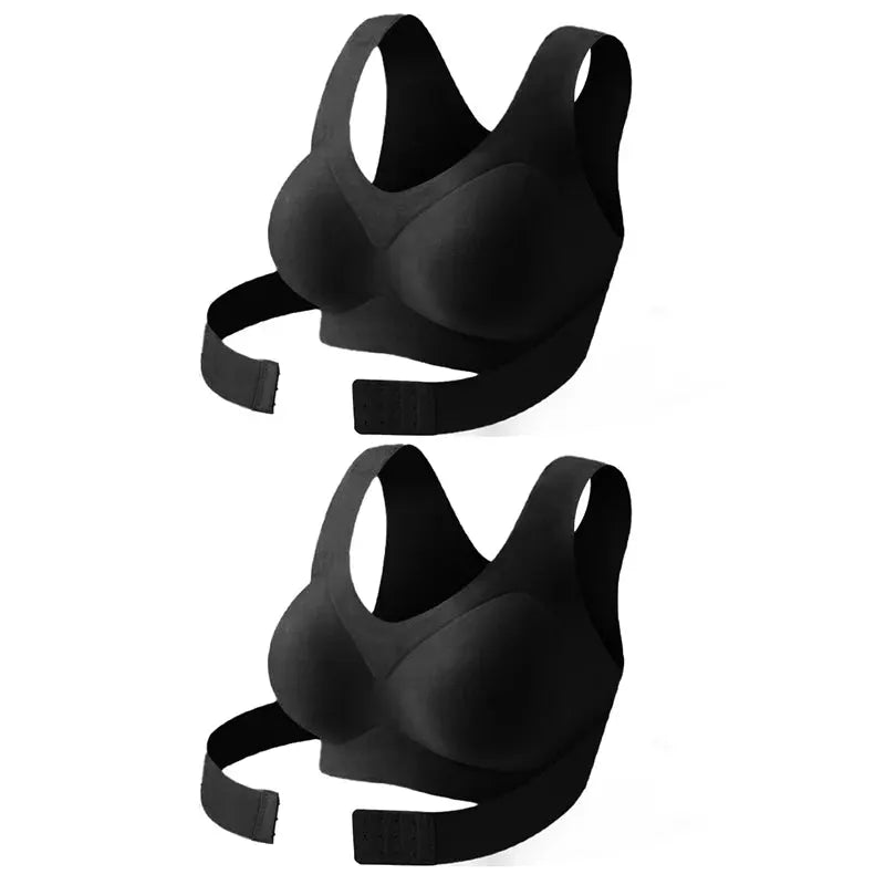 FallSweet two-pack black seamless wireless push-up bralettes with cross-back design