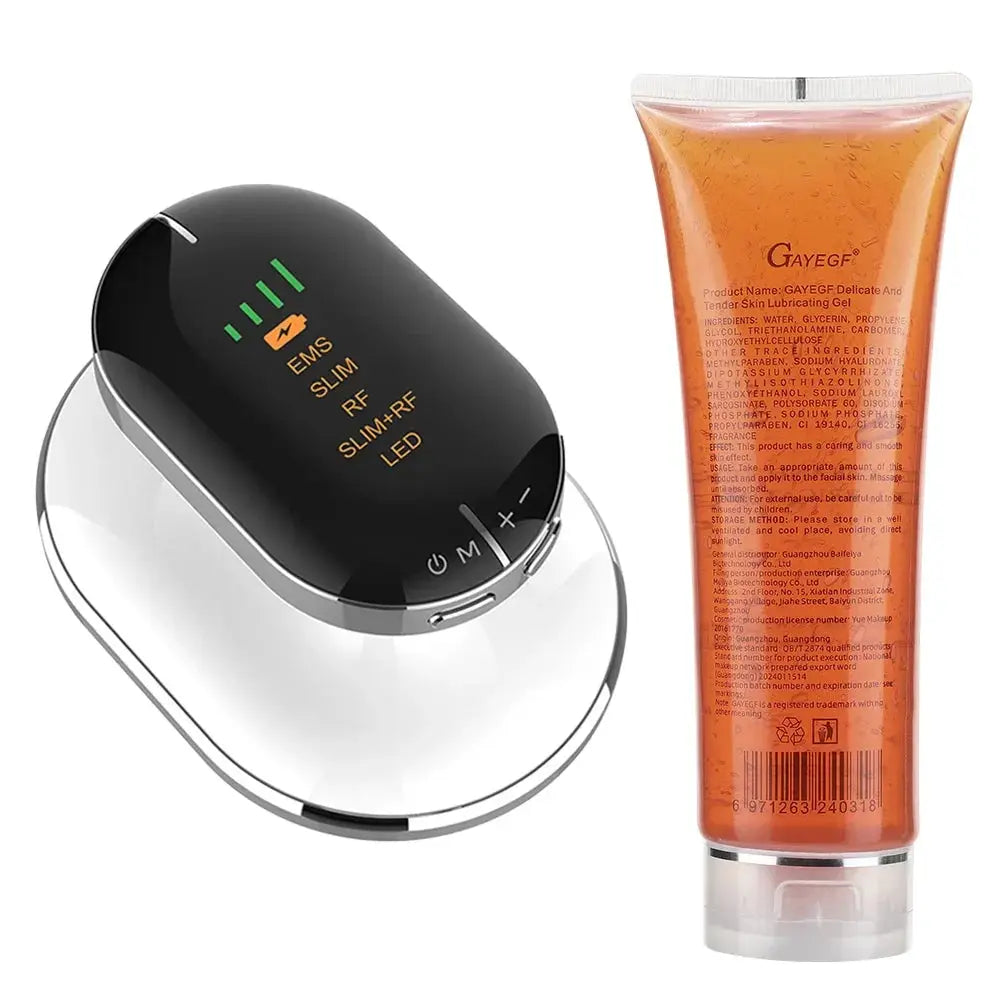 Body slimming massager cordless device with LED display in black and orange gel tube, 2-piece set from Simples Market