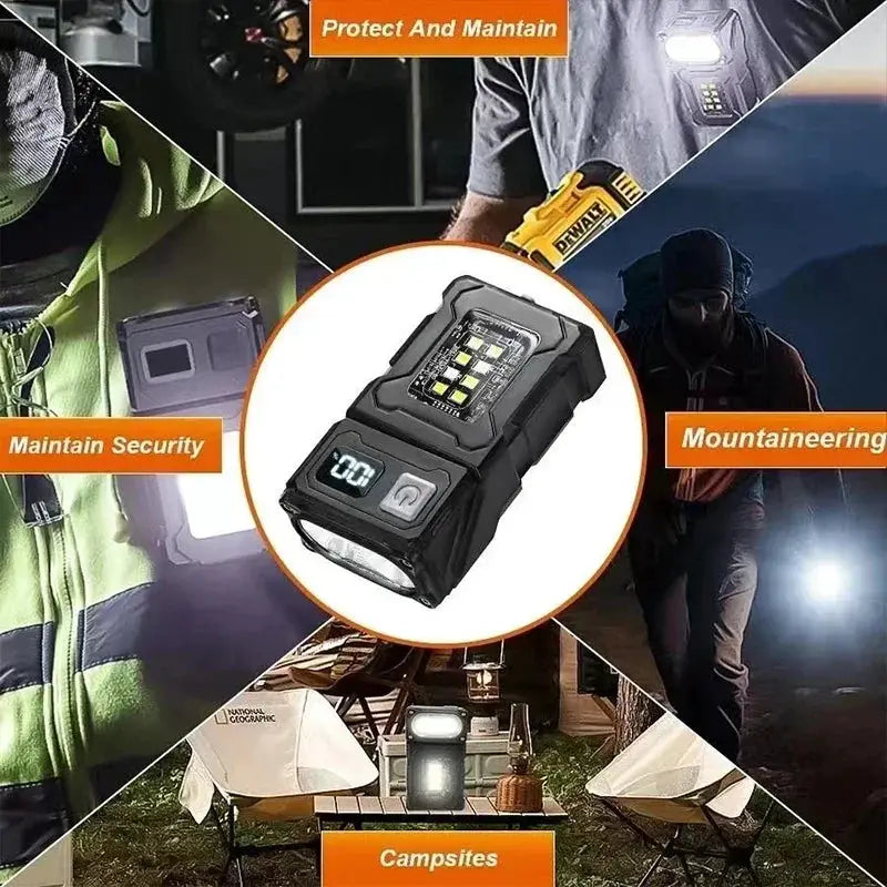 Mini USB Rechargeable LED Flashlight With COB Emergency Light Magnetic Tail For Camping And Hiking