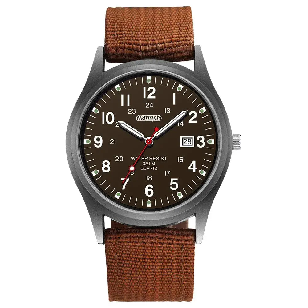NovaForce Mens Military Style Quartz Wristwatch With Luminous Hands Full Calendar And Nylon Strap Casual Luxury