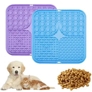 Simples Market two silicone lick mats for dogs, blue and purple with four textures; dog, cat, kibble
