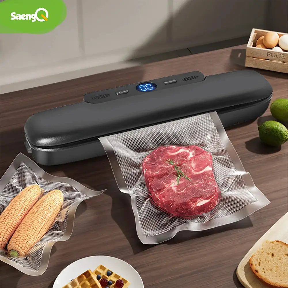 SaengQ Vacuum Sealer Packaging Machine CE Certified With Free 10 Pcs Vacuum Bags For Household Food Sealing
