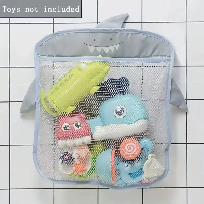 White Baby Bath Toys Storage Mesh Bag With Strong Suction Cups For Kids Toddlers Bathroom Organizer