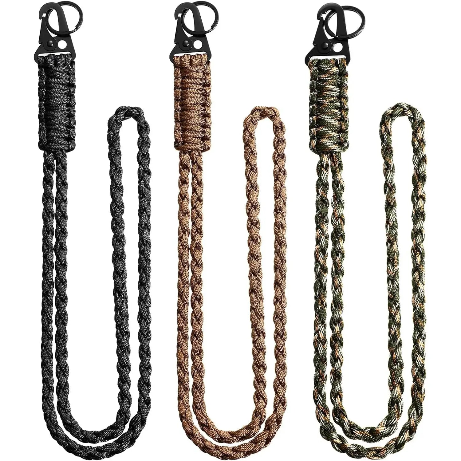 Simples Market heavy-duty paracord lanyard keychain, 7-core braided with metal clip, set of five colors.
