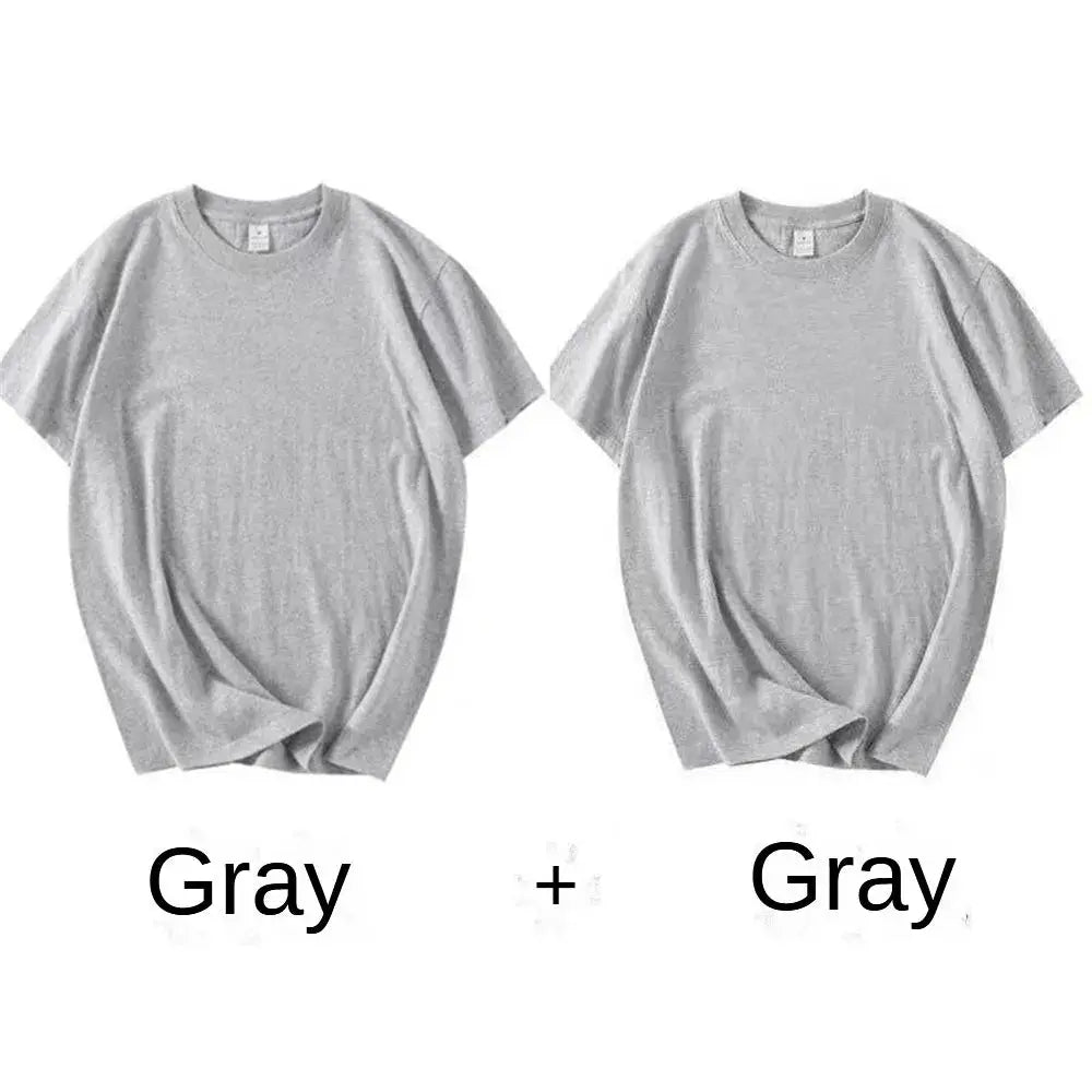 2 Pack 100 Percent Cotton Solid T Shirts Unisex Short Sleeve White Tees Casual Breathable Loose Fit Round Neck