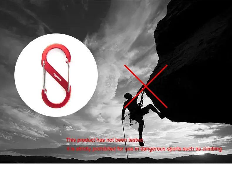 Naturehike red S-shaped aluminum mountaineering buckle for camping backpacks and keychains