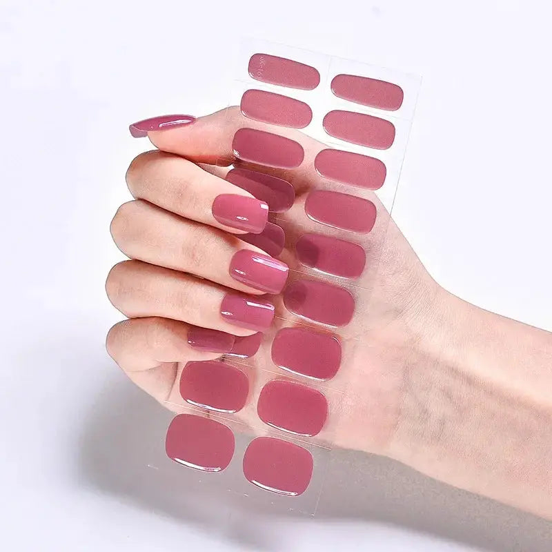 NailLux Semi Cured Nail Wraps For 16 To 20 Tips Easy Full Cover Adhesive Press On Nails Gel Finish UV LED Compatible