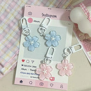 Simulated Sakura Resin Flower Pendant Keychain Cherry Blossom Translucent Accessory For Keys Bags
