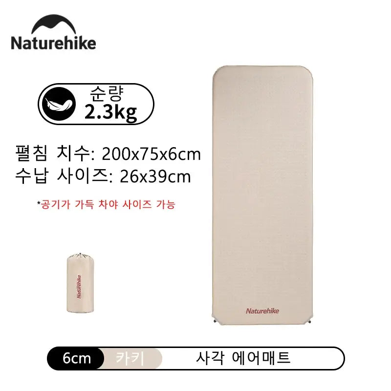 Naturehike 2025 Self Inflating Air Mattress 6cm Thick Ultralight Camping Pad For Outdoor Picnic Folding Air Mat