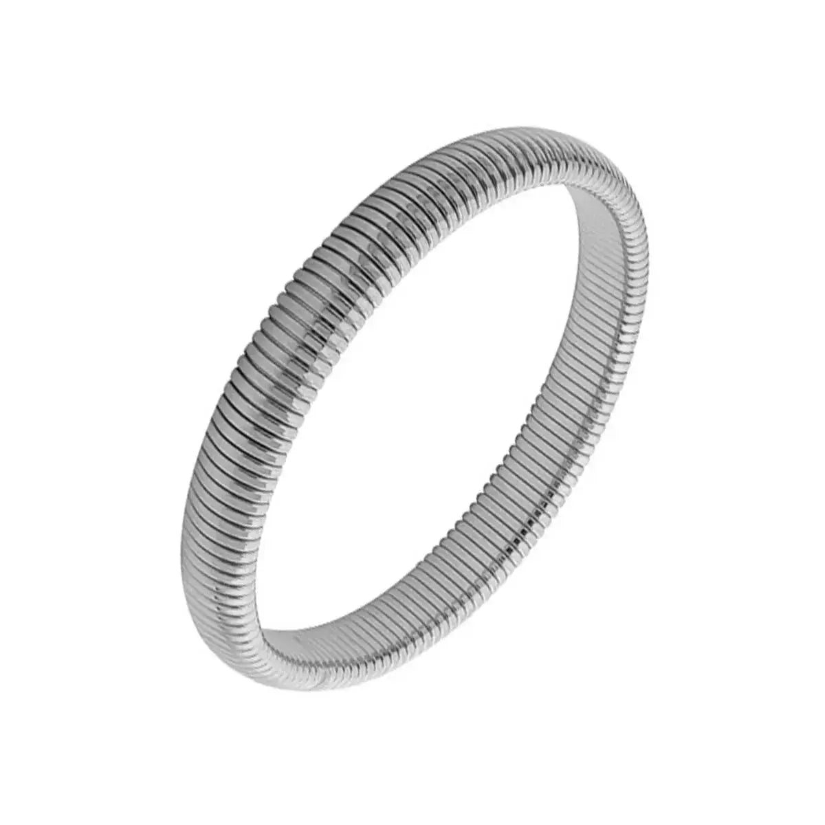 Waterproof Stainless Steel Retro Elastic Thick Metal Polish Bracelet 18K Gold Plated Unisex Jewelry For Men Women