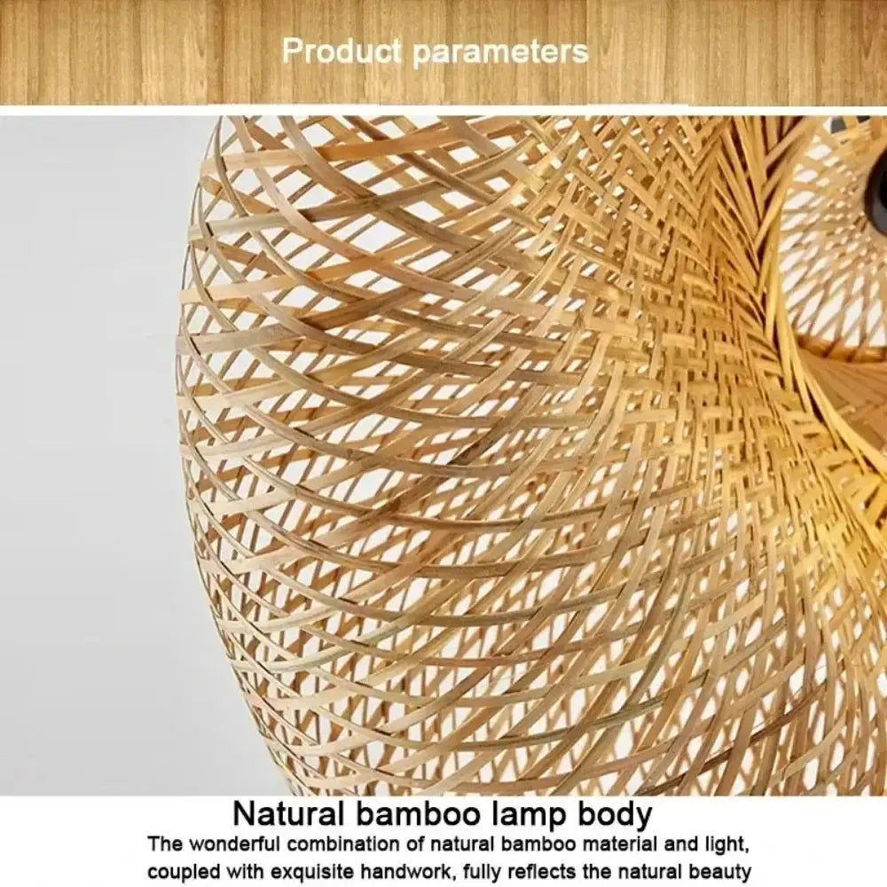Simples Market bamboo weaving LED pendant light, natural bamboo lampshade, handmade vintage indoor fixture, 40–80 cm