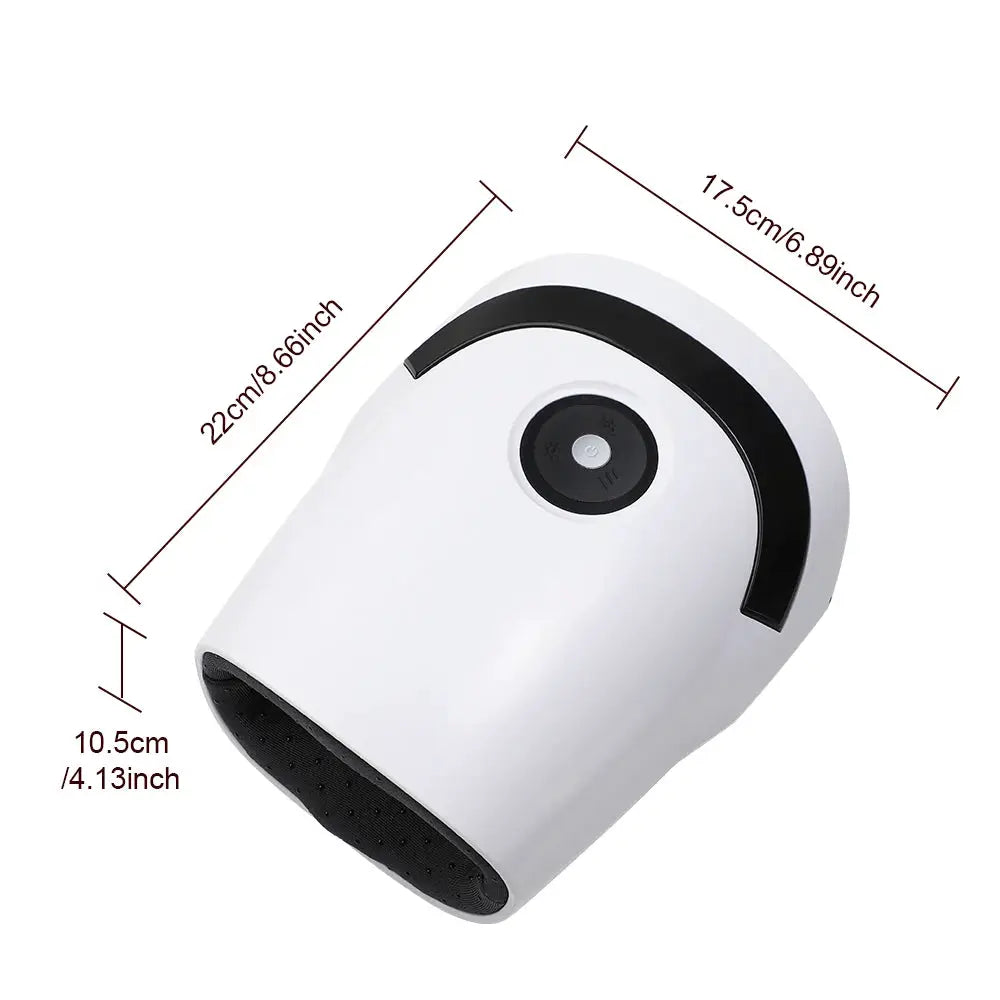 Smart airbag hand massager, white wireless palm massager with black non-slip pad and circular control button