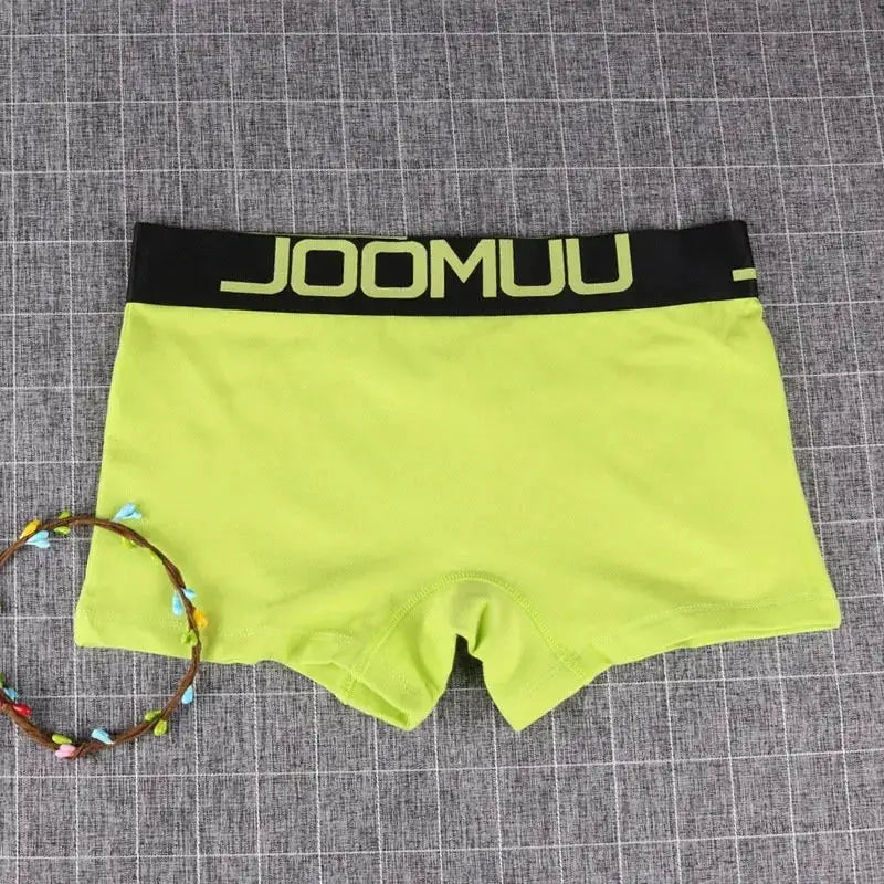 Boyshorts, lime green cotton with black JOOMU waistband