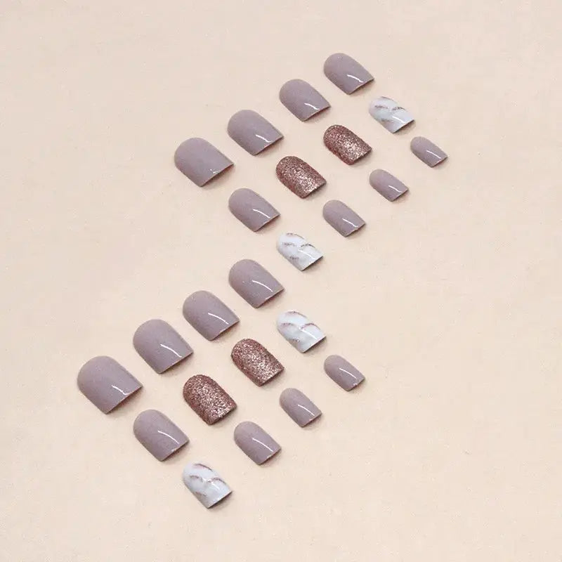 GlamNail Short French Glossy Glitter Nails Kit With Jelly Gel And Nail File Effortless Application And Lasting Shine