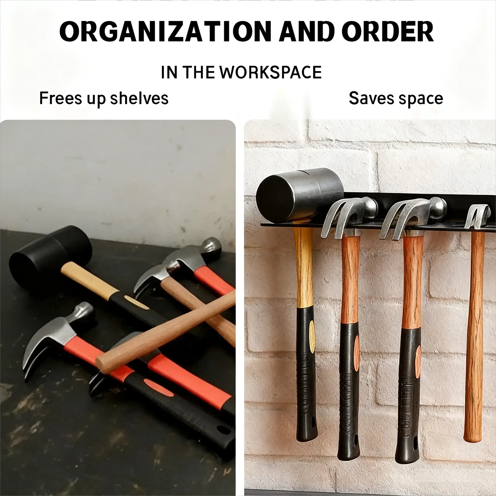 Heavy-Duty Wall-Mounted Hammer Rack by Simples Market; thickened metal tool holder for garage/workshop.