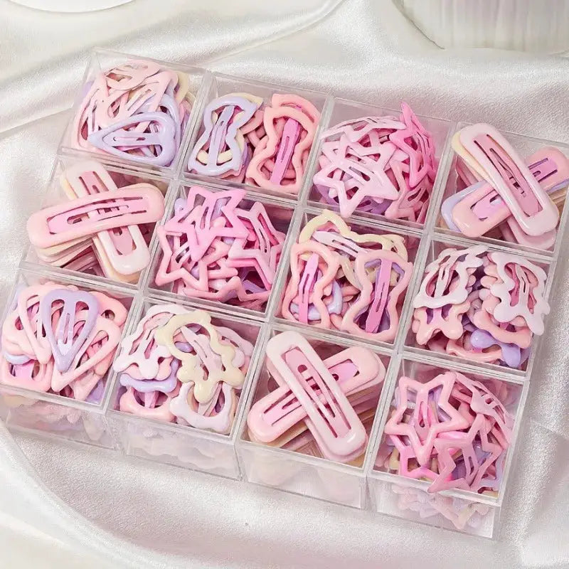 Pink Blossom Heart And Bow Hair Clips Mixed Pack Light Pink 10 20 30 Pieces Perfect Party Gift For Girls