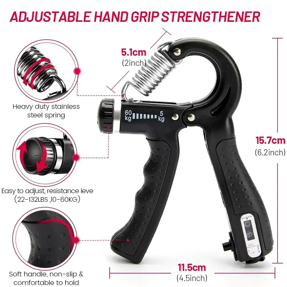 FlexGrip Adjustable Hand Gripper Kit 5 To 60 Kg For Strength Training Rehab And Versatile Grip Training