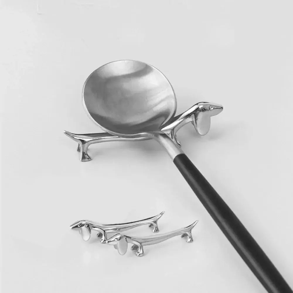 Zinc Alloy Cutlery Bracket Holder Silver Fawn and Little Dog Shape Cutlery Storage Tableware Rack