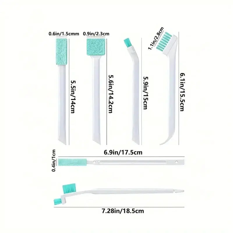 Simples Market 5/9-piece cleaning brush set for bottles, windows and crevices; white handles with turquoise bristles
