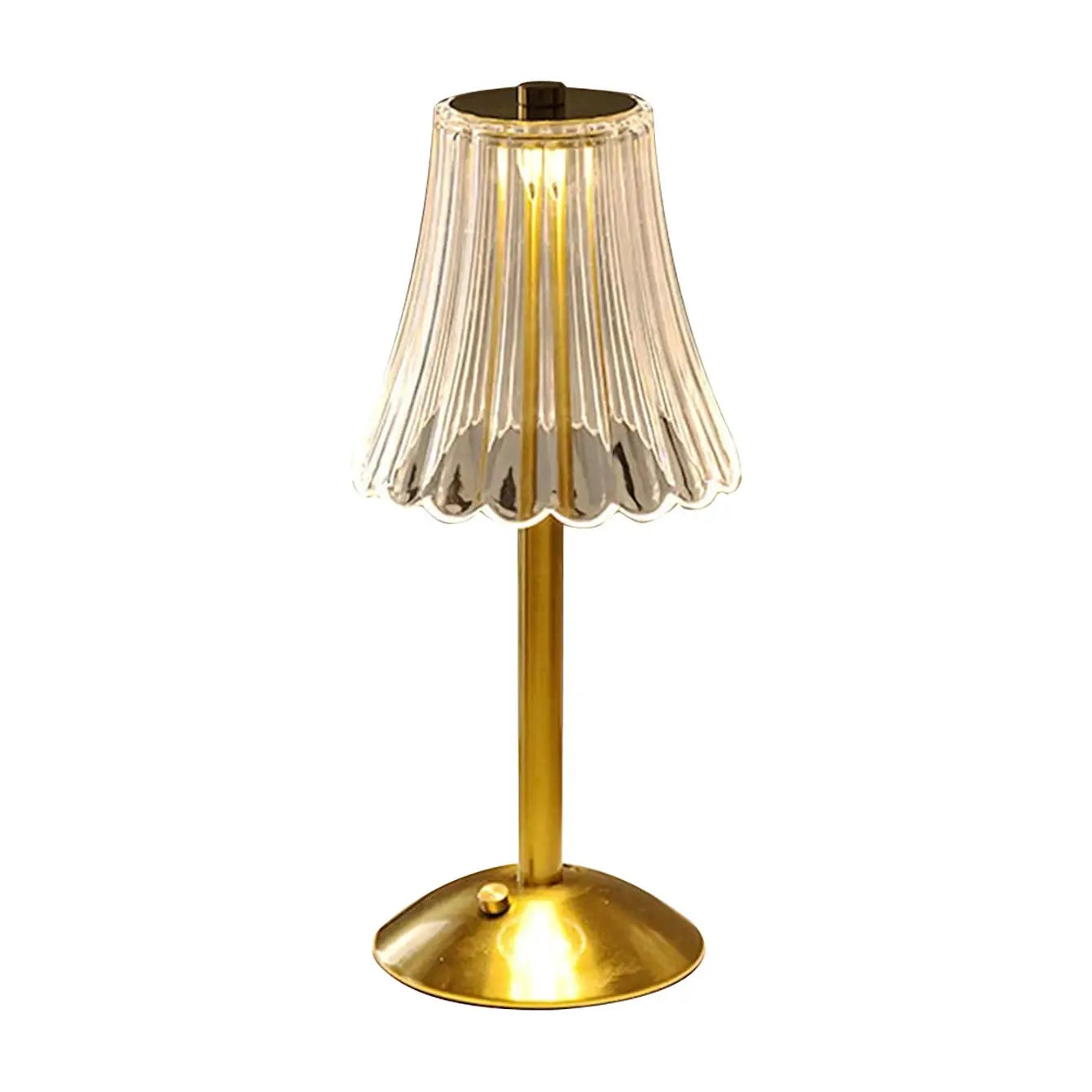 Crystal retro table lamp with pleated glass shade and gold base by Simples Market