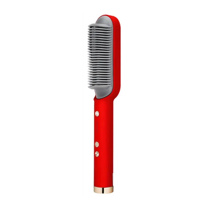 Electric Hair Straightener Brush With Ceramic Plates Fast Heating And Temperature Control For Safe Styling