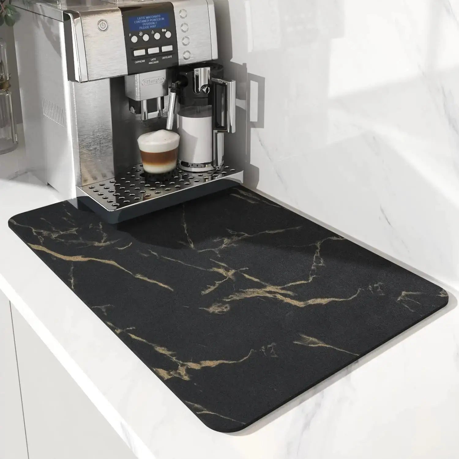Coffee Machine Mat With Rubber Backing Water Absorbent Dish Drying Pad For Kitchen Worktop Drainage And Home Decor