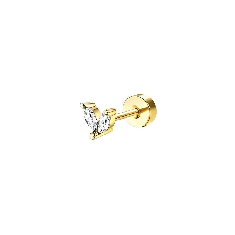 Bobisty 1pc Surgical Stainless Steel Earrings Dainty Flat Back Stud Hoop Cartilage For Sensitive Ears Women
