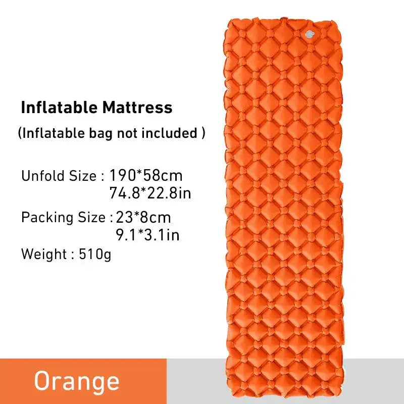 WestTune orange ultralight inflatable camping sleeping pad for travel and hiking