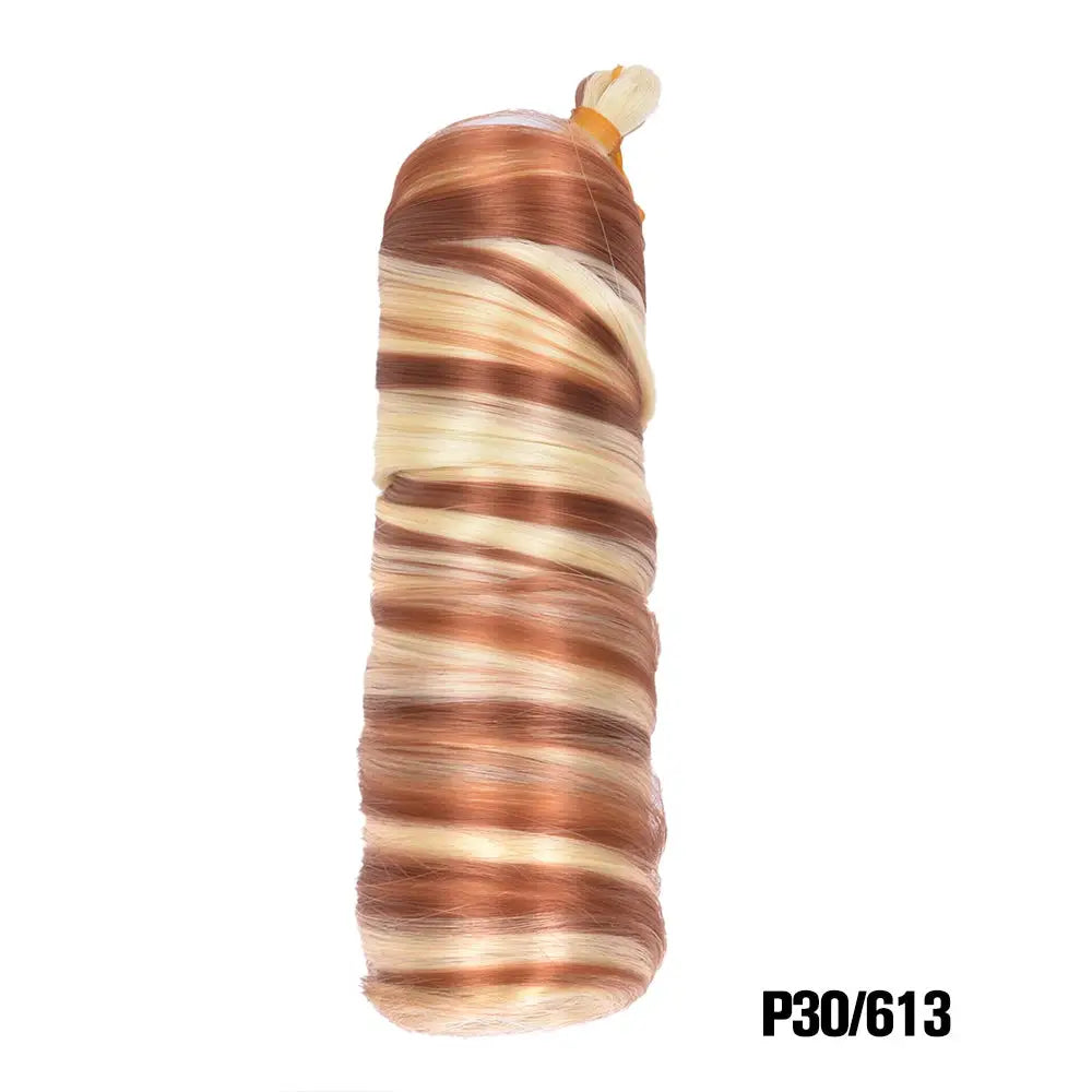 French Curls braiding hair bundle, 24-inch synthetic spiral curls in copper blonde mix.