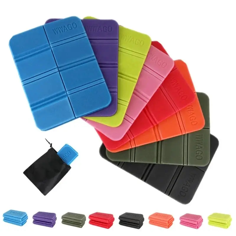 Foldable XPE foam outdoor mat set; moistureproof picnic/camping seat cushions in 8 colors with pouch, Simples Market.