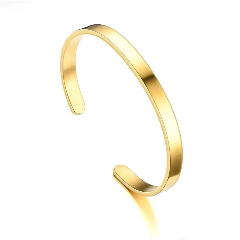 New Classic Simple Unisex Open Adjustable Stainless Steel Bracelet 4mm Gloss Finish
