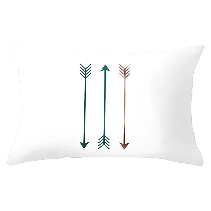 Simples Market decorative rectangular pillowcase, 30x50cm, white with teal and brown arrow geometric pattern, polyester