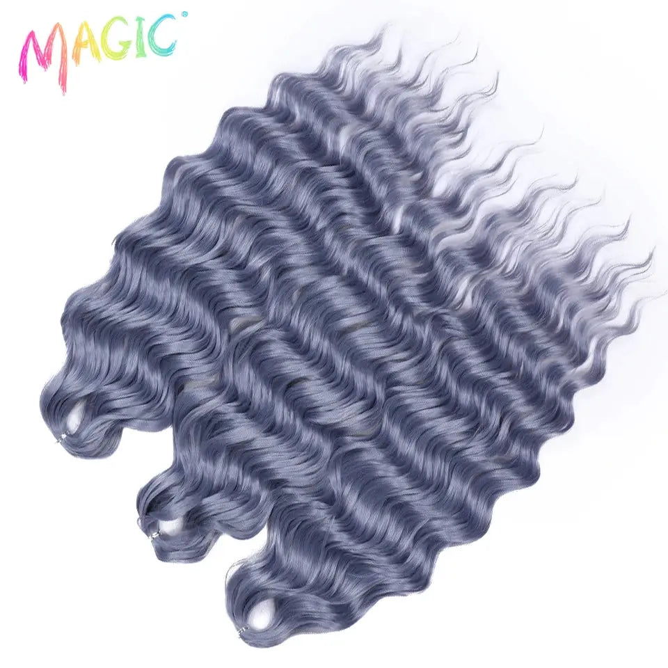 Anna Synthetic Hair by Simples Market, 24in water-wave braiding extensions in blue-gray ombre bundles