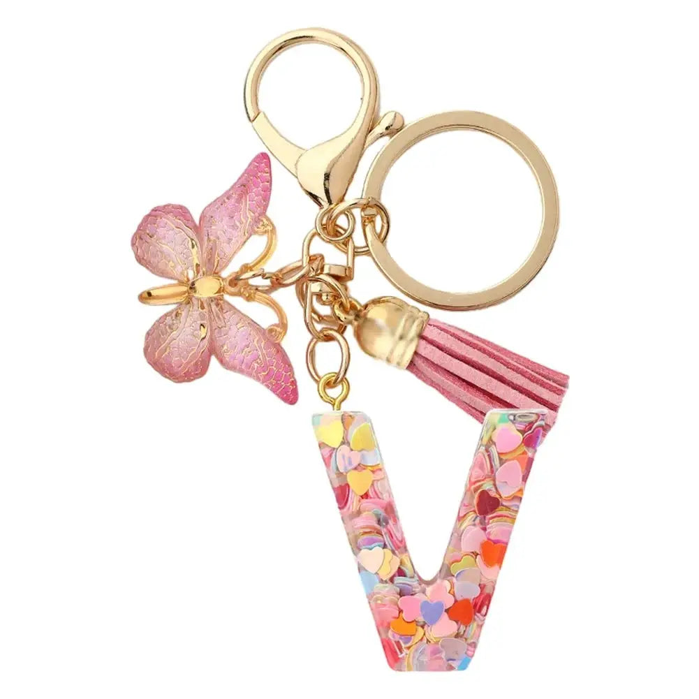 Customizable A To Z Letter Keychain With Resin Pendant Metal Holder Lobster Clasp For Keys Bags And Cars
