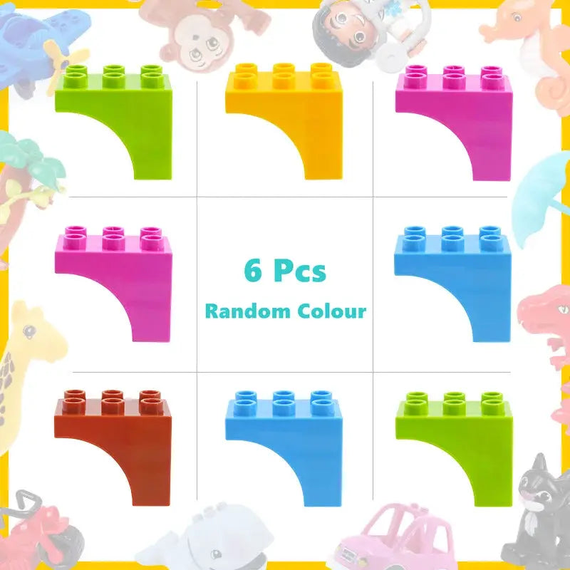 6 Piece Big Building Block Accessories Compatible With Enlighten Large Bricks Foundation Blocks Educational Toy