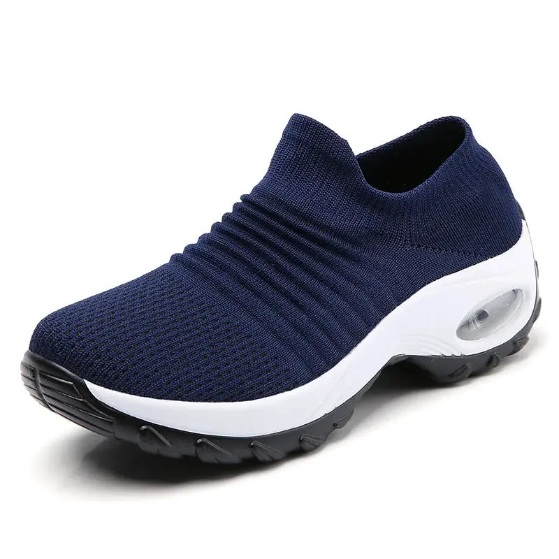 StrideEase Womens Walking Trainers Fly Weave Sock Sneakers Breathable Air Mesh Uppers Slip On Comfort