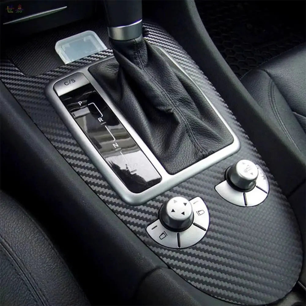 3D carbon fiber black vinyl wrap for car center console gear shifter area, adhesive film by Simples Market