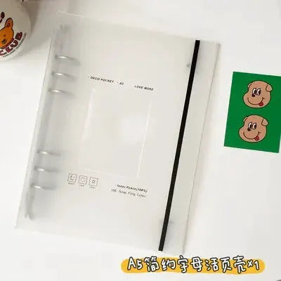 Yoofun A5 binder storage card holder, transparent plastic with black elastic band