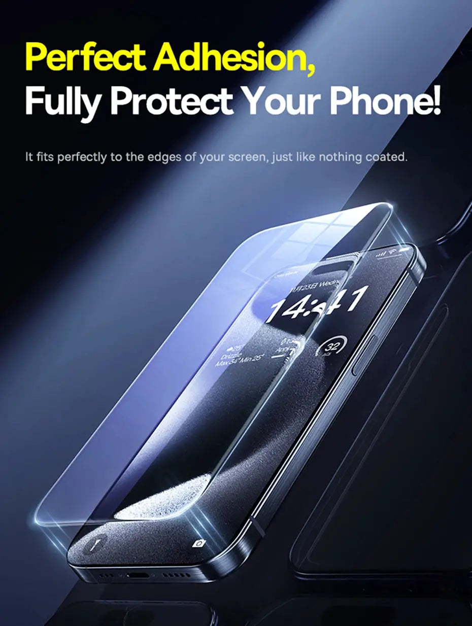 Baseus tempered glass screen protector for iPhone 17/16 Pro Max, clear edge anti-peeping film