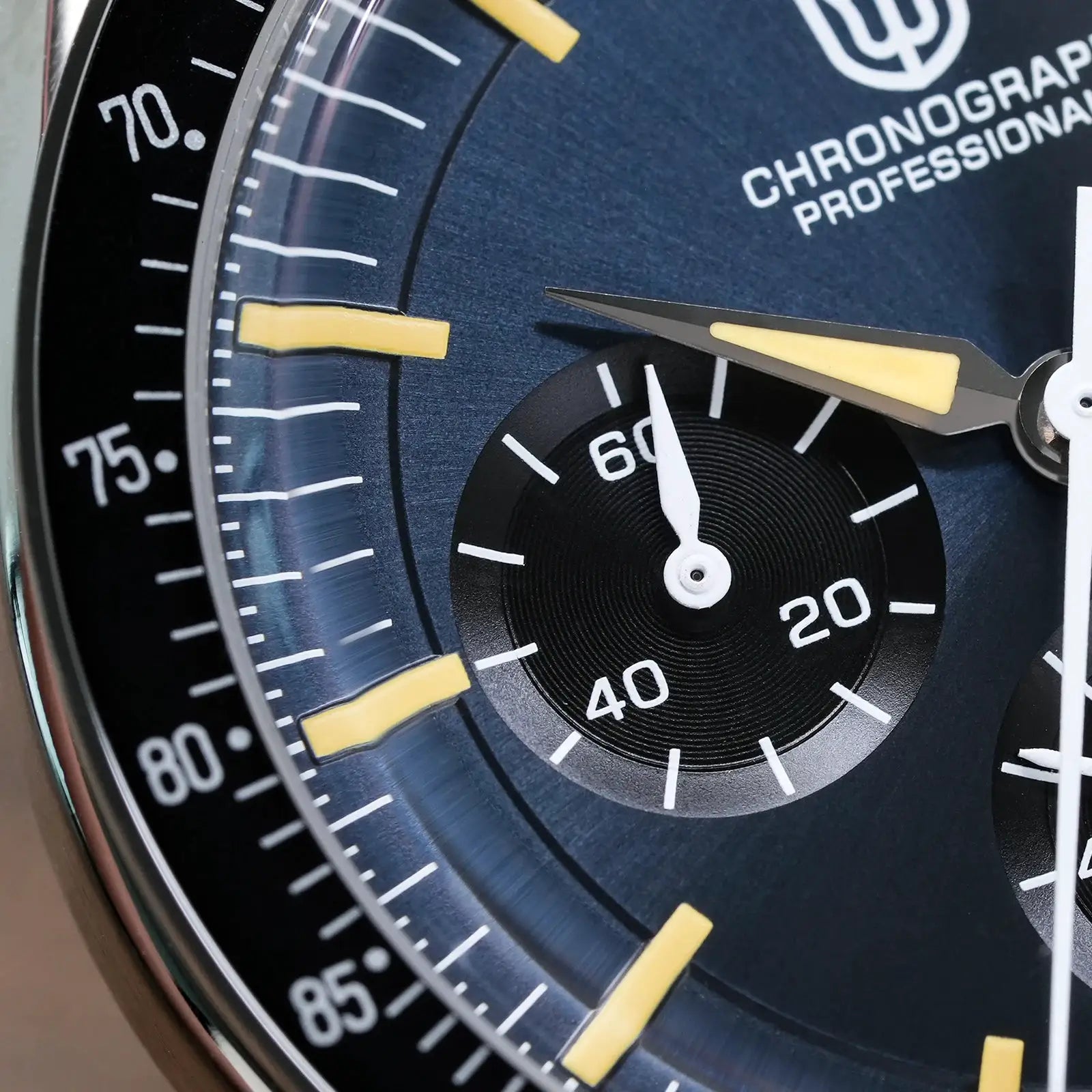 Watch WD1863 39mm blue dial chronograph with sapphire crystal and luminous markers