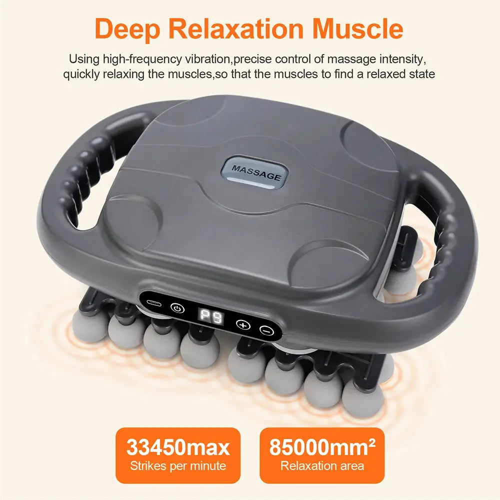 Simples Market 42-Heads fascia gun massage device in gray, high-frequency vibration for back, waist, neck and shoulders